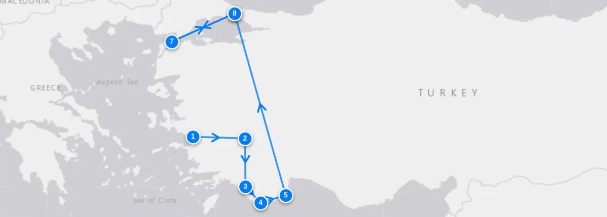 Ottoman Adventure route map